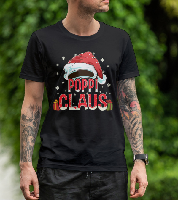 Poppi Claus Santa Hat Snowflakes Christmas Gifts T-Shirt