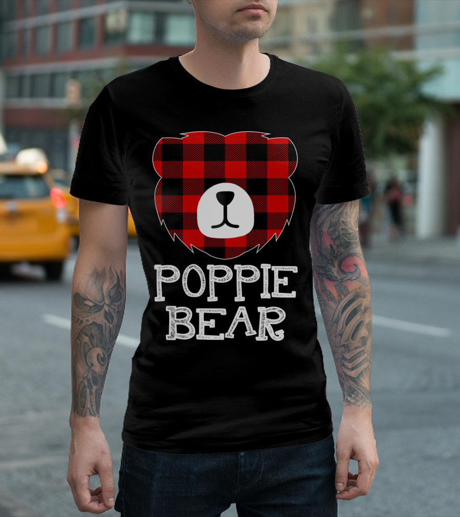 Red Plaid Poppie Bear Buffalo Check T-Shirt
