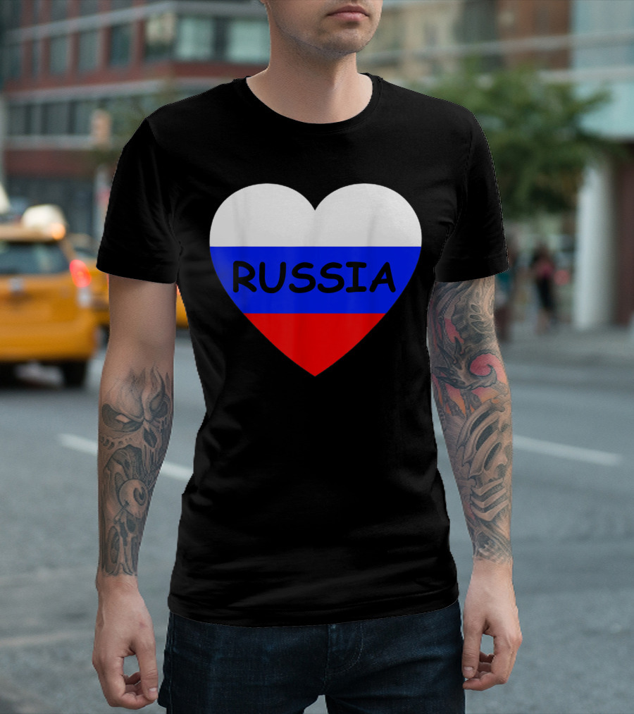 Russia Heart Russian Flag T-Shirt