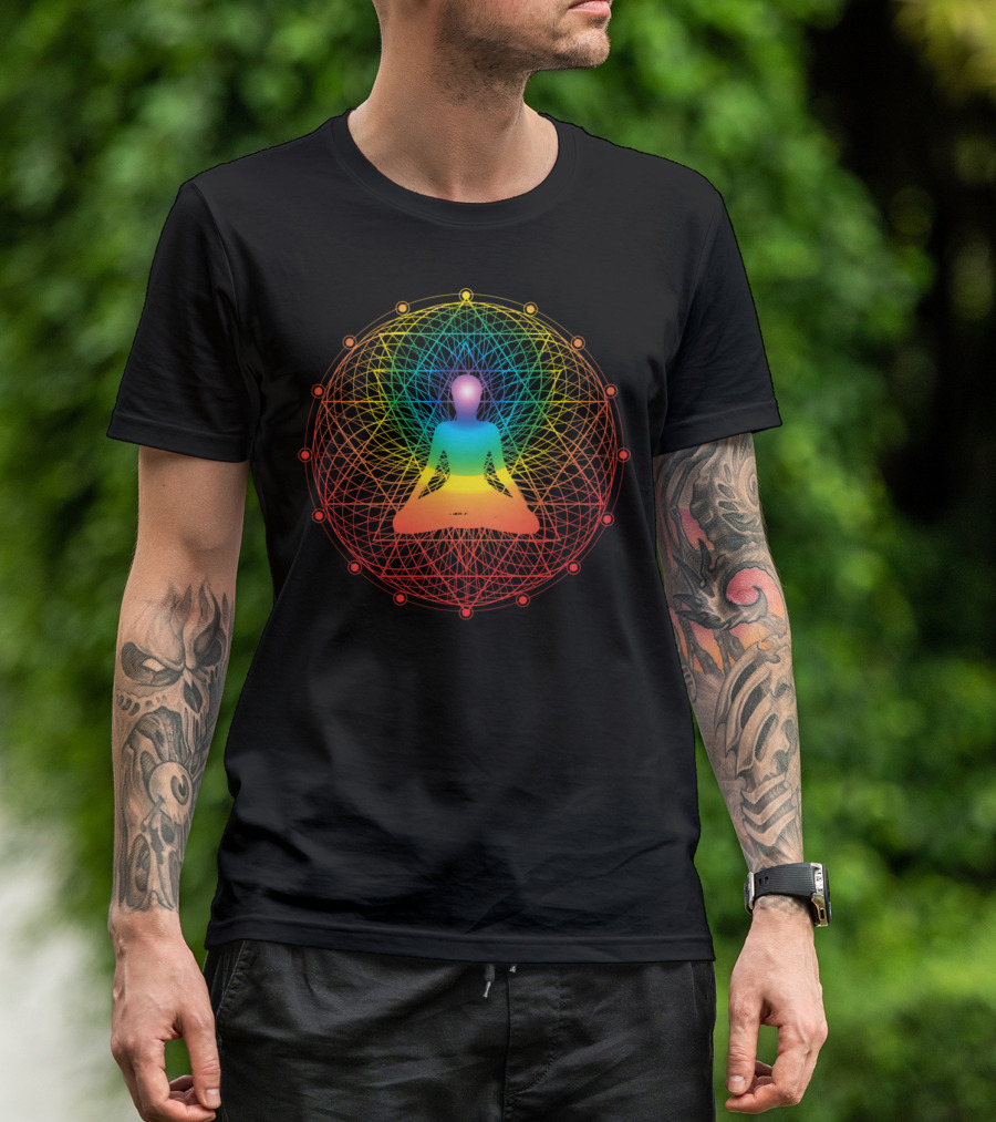 Sacred Geometry Meditation Symbol With Chakra Colors Yoga Lover 2U T-Shirt