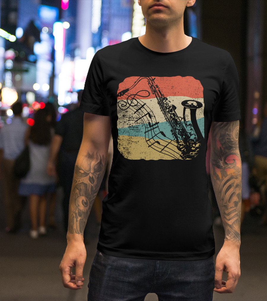 Saxophone Player Jazz Music 70s T-Shirt
