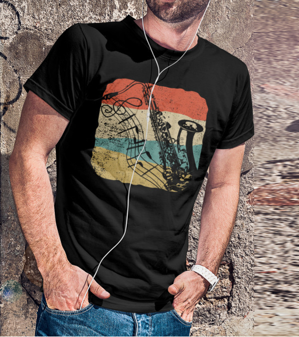 Saxophone Player Jazz Music 70s T-Shirt