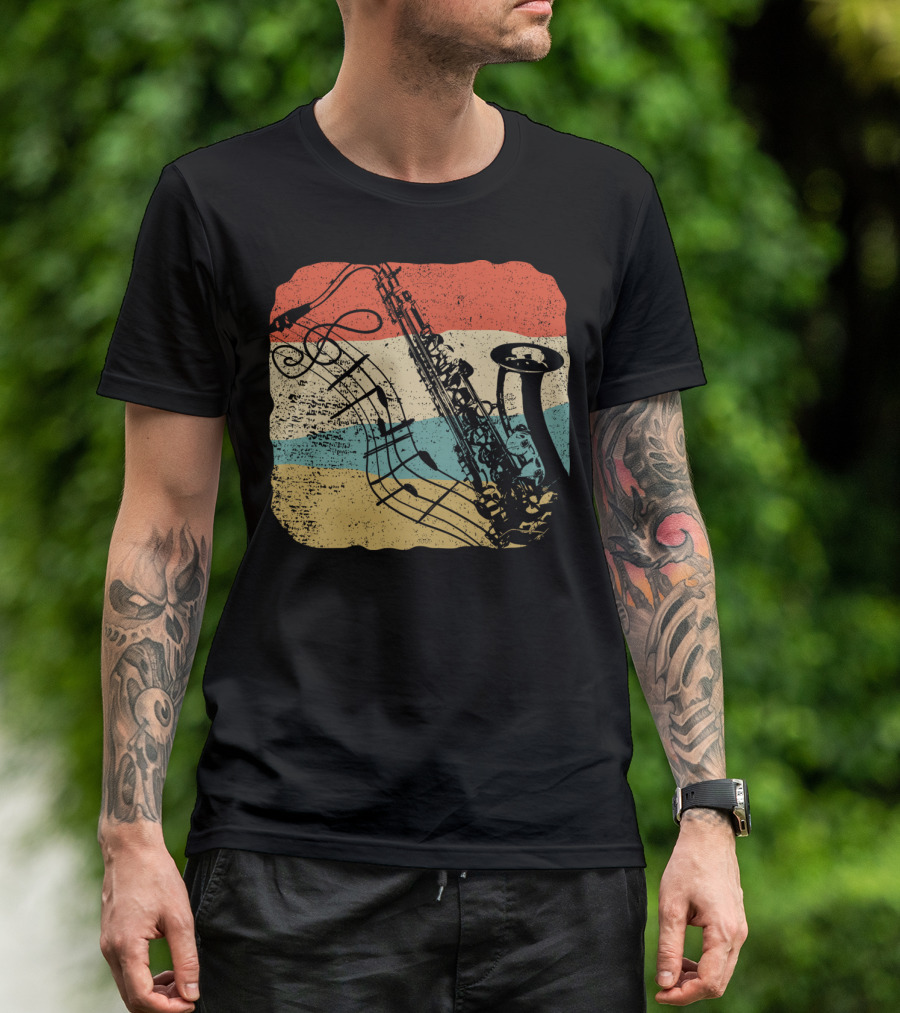 Saxophone Player Jazz Music 70s T-Shirt