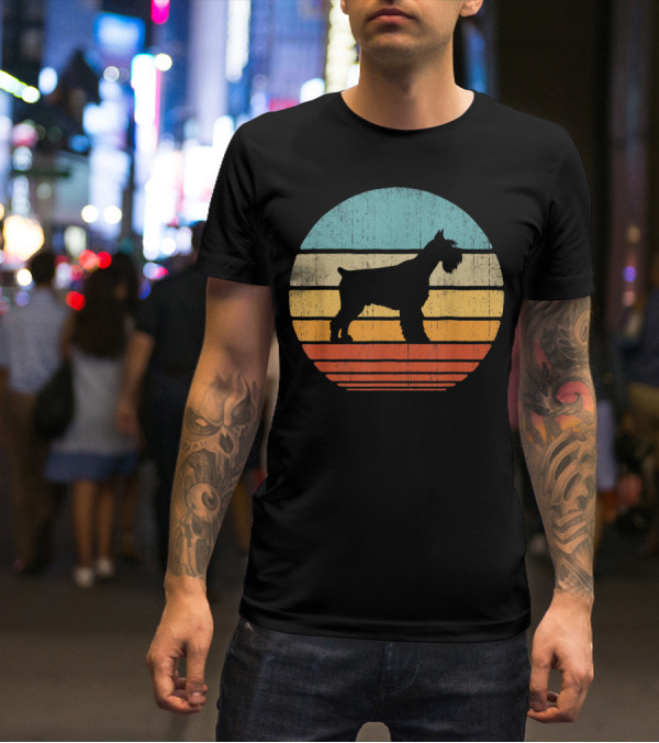 Schnauzer Retro 60S 70S Sunset Stripes T-Shirt