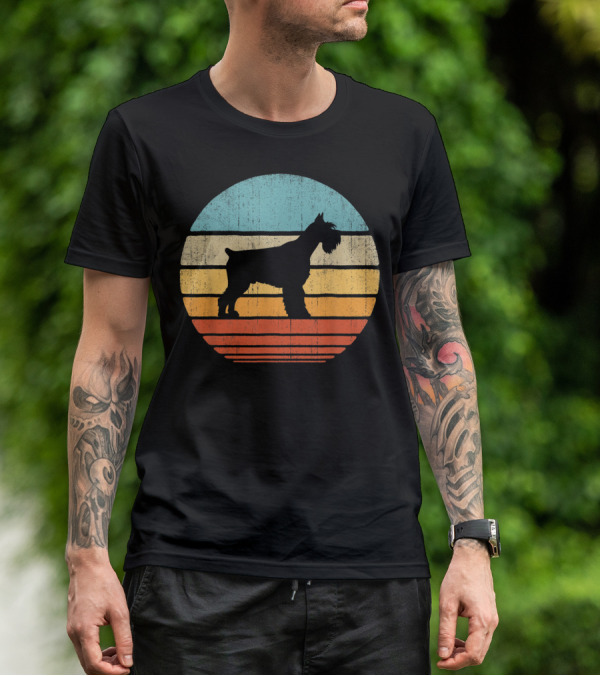 Schnauzer Retro 60S 70S Sunset Stripes T-Shirt