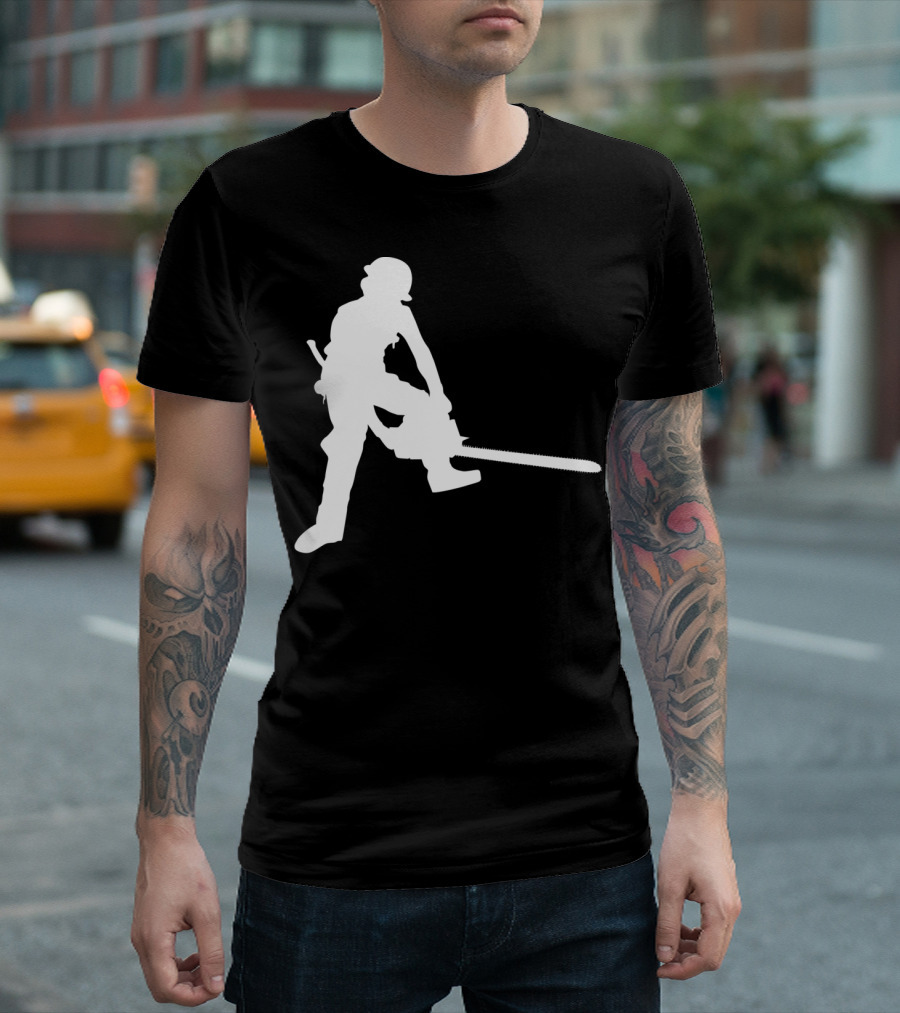 Silhouette Lumberjack Woodworker Logger With Chainsaw T-Shirt