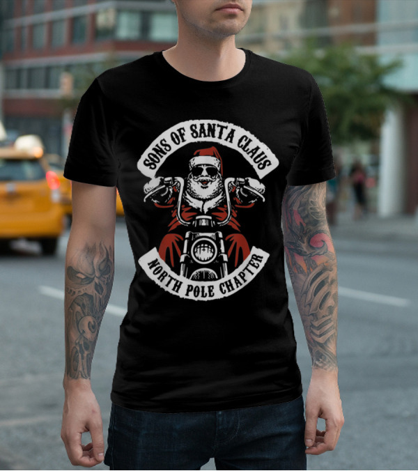 Sons Of Santa Claus North Pole Chapter Motorcycle Club Santa Biker T-Shirt