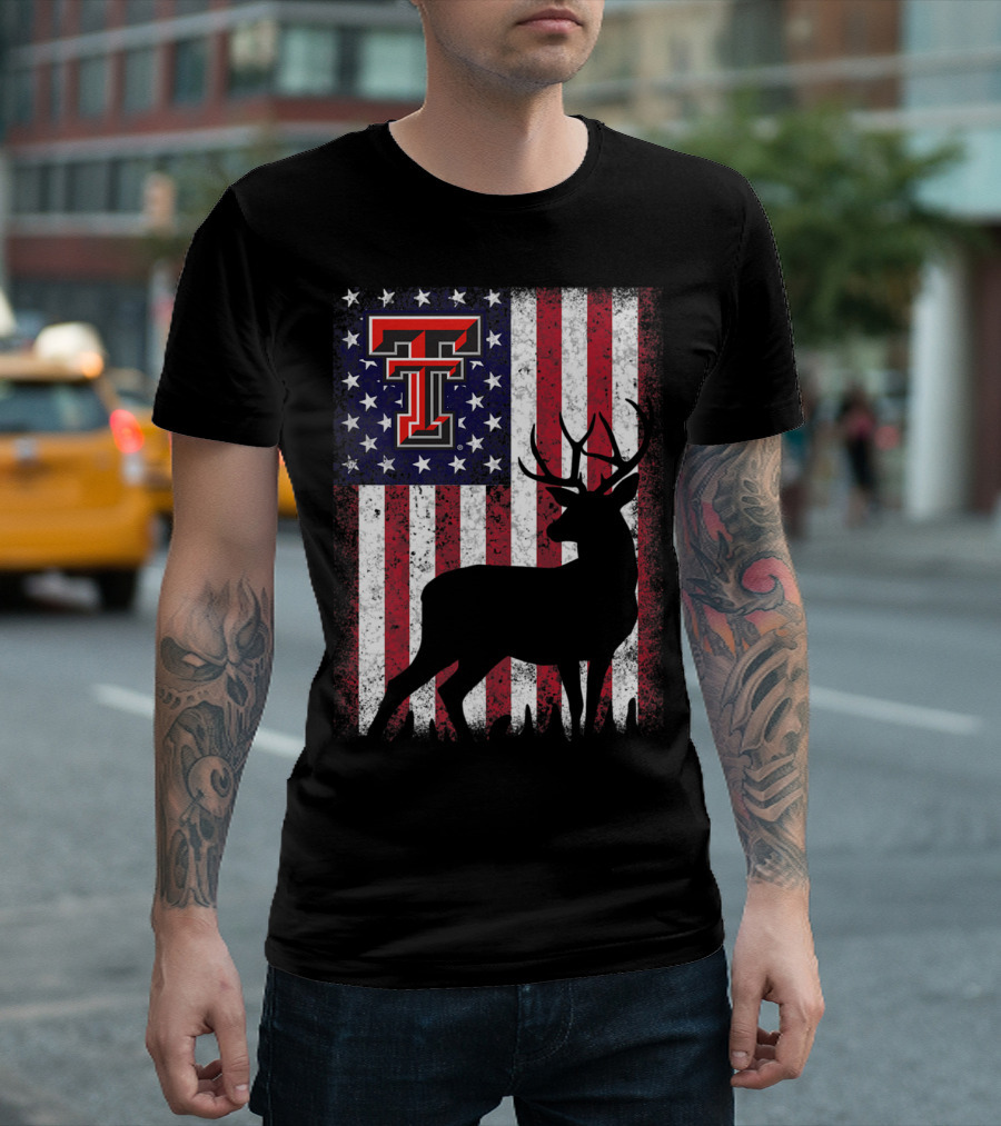 Texas Tech Red Raiders American Flag Deer T-Shirt
