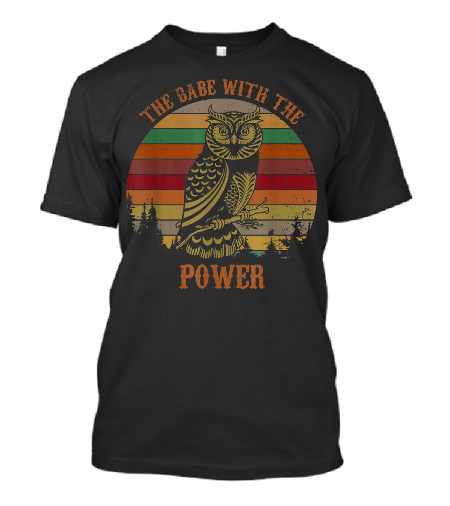 The Babe With The Power Owl Retro Stripes T-Shirt