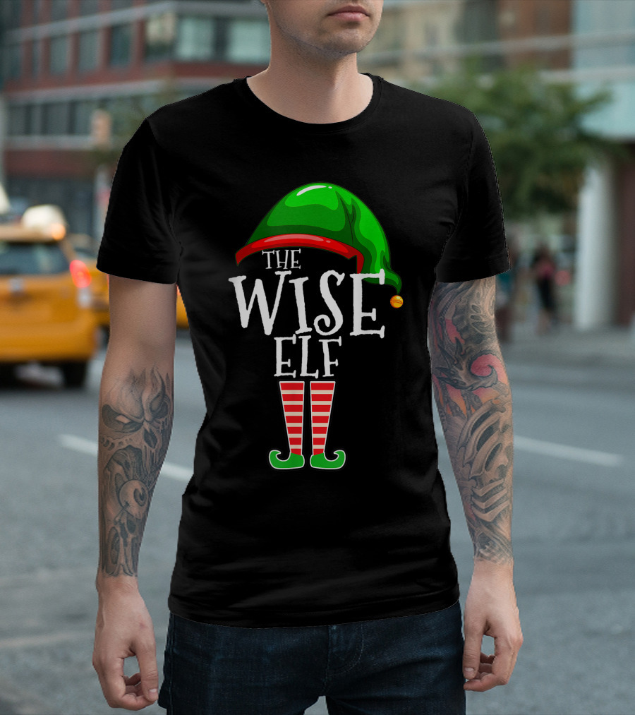 The Wise Elf Green Hat Red Striped Legs Family Matching Group T-Shirt