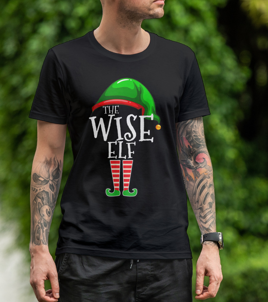 The Wise Elf Green Hat Red Striped Legs Family Matching Group T-Shirt