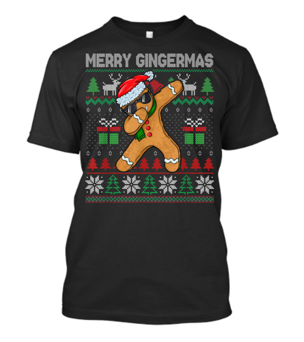 Merry Gingermas Ugly Dabbing Gingerbread Funny Santa Christmas T-Shirt