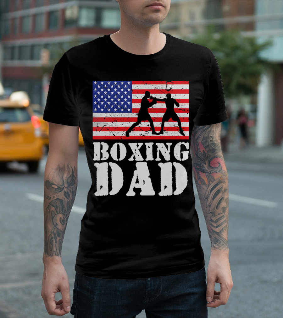American Flag Boxing Dad T-Shirt
