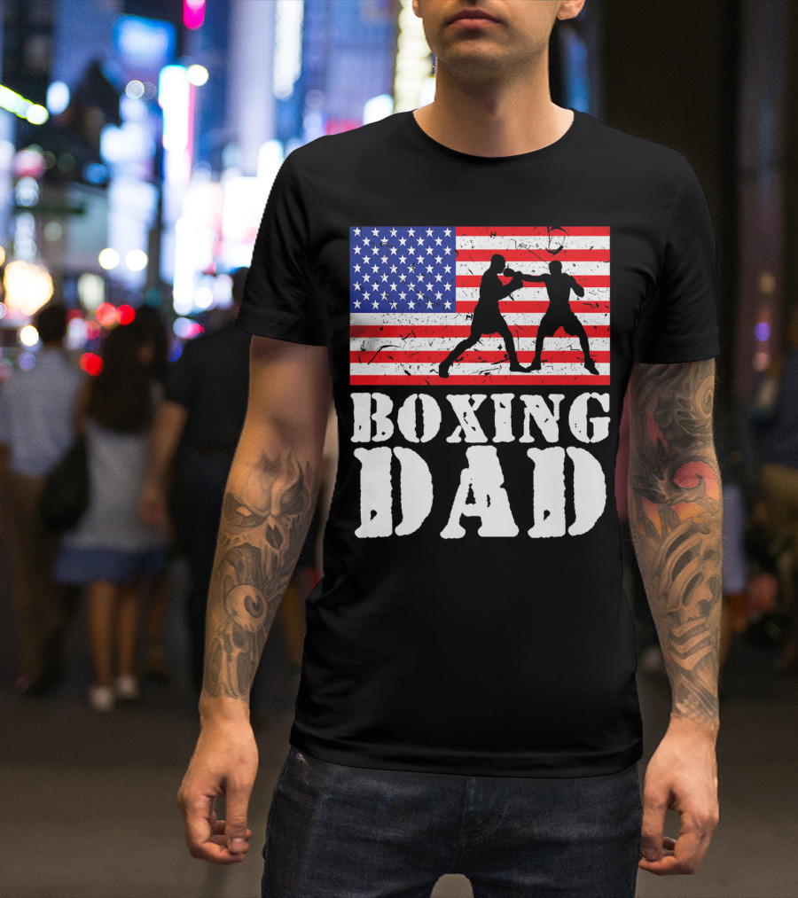 American Flag Boxing Dad T-Shirt