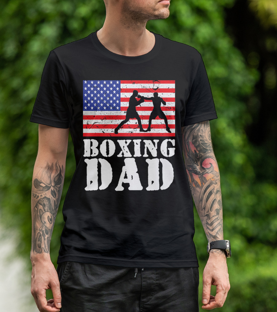 American Flag Boxing Dad T-Shirt