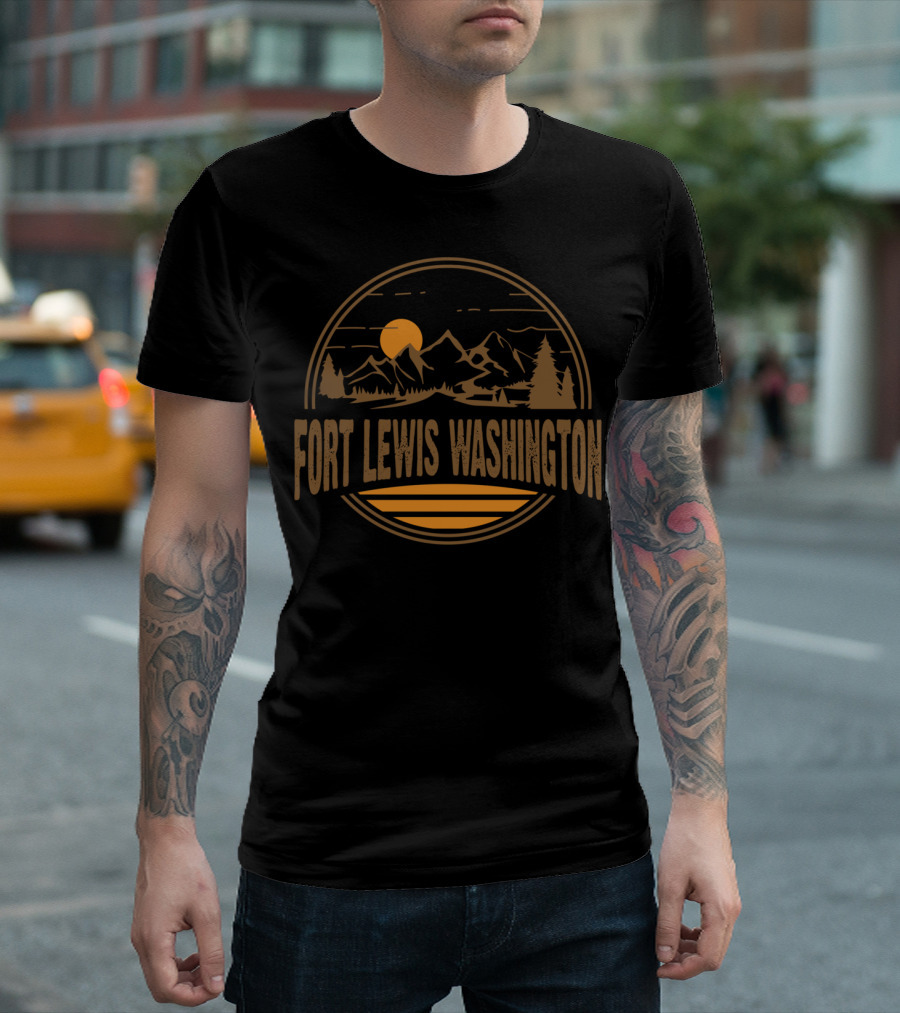 Fort Lewis Washington Vintage Mountain Sunset Scene T-Shirt