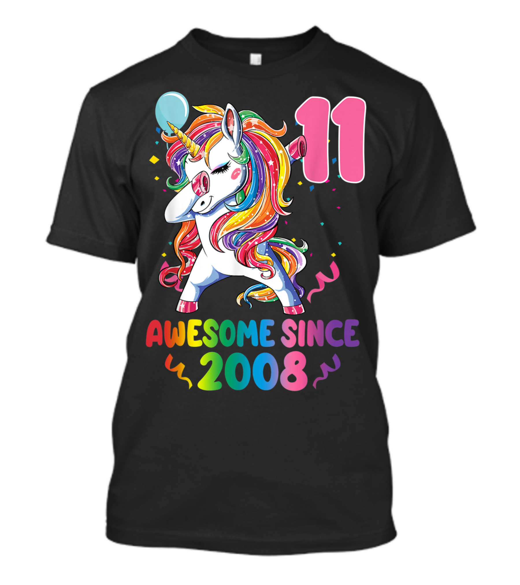 11 Years Old Awesome Since 2008 Birthday Party Unicorn T-Shirt