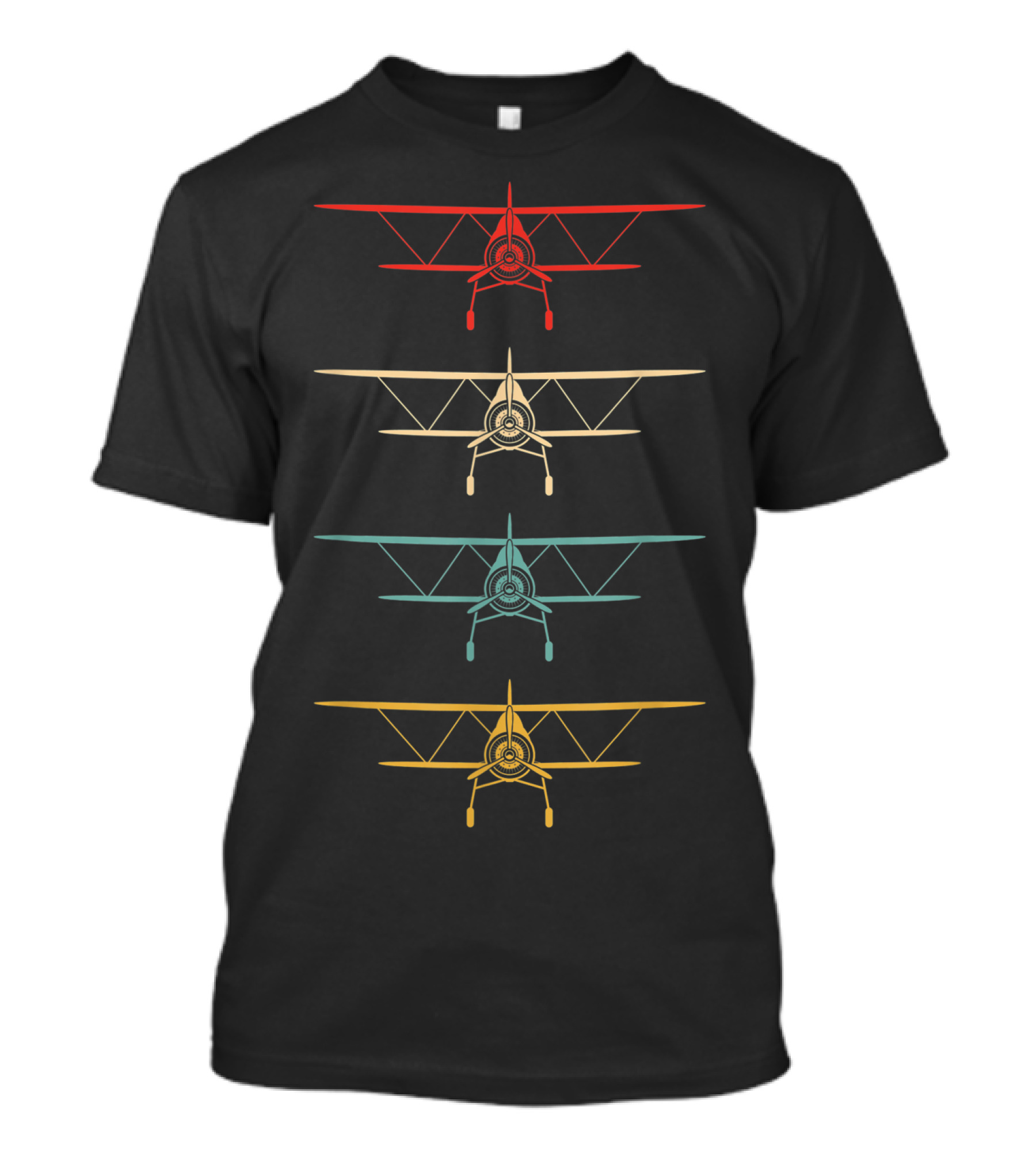 Aviation Airplane Flying Colorful Biplane Airline T-Shirt
