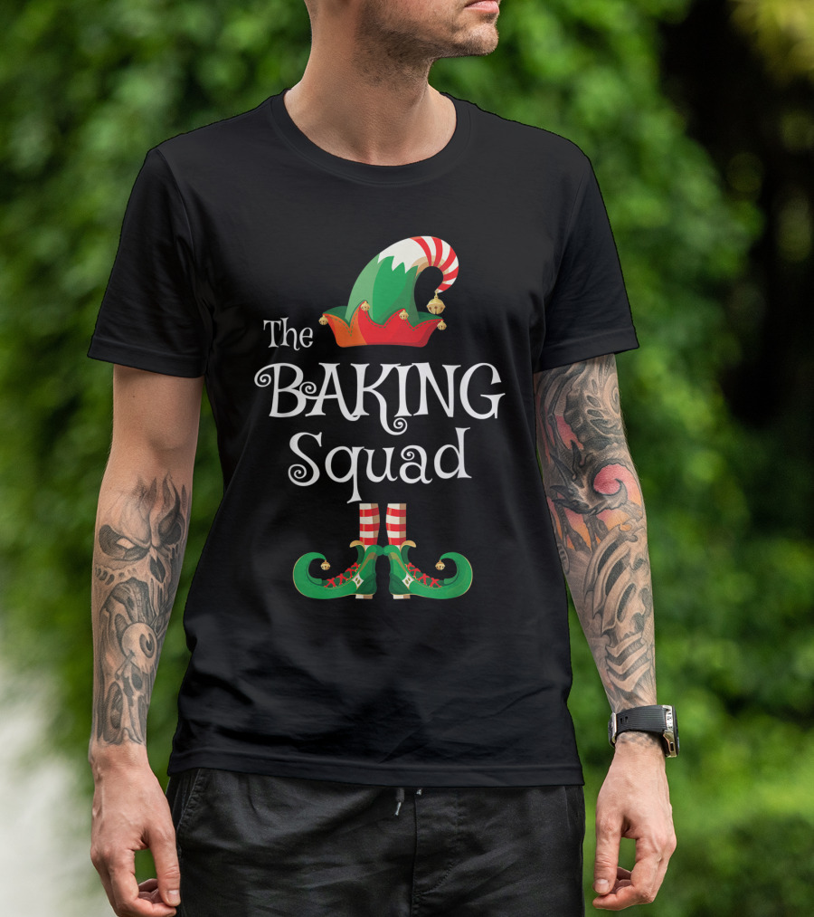 The Baking Squad Funny Elf Hat And Shoes Family Holiday T-Shirt