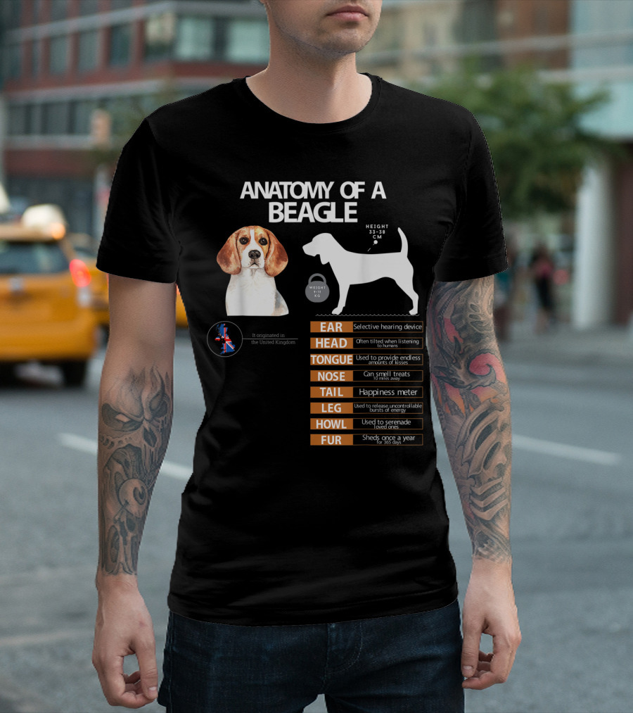 ANATOMY OF A BEAGLE EAR HEAD TONGUE NOSE TAIL LEG HOWL FUR MOM GRANDMA DAD T-Shirt