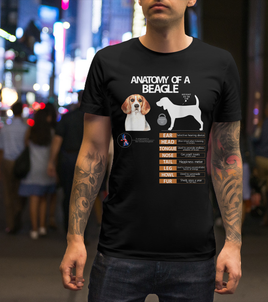 ANATOMY OF A BEAGLE EAR HEAD TONGUE NOSE TAIL LEG HOWL FUR MOM GRANDMA DAD T-Shirt