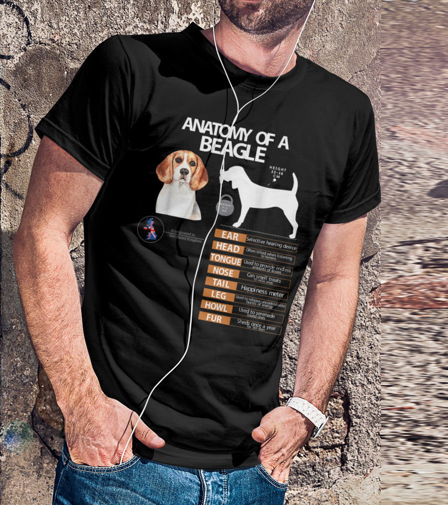ANATOMY OF A BEAGLE EAR HEAD TONGUE NOSE TAIL LEG HOWL FUR MOM GRANDMA DAD T-Shirt