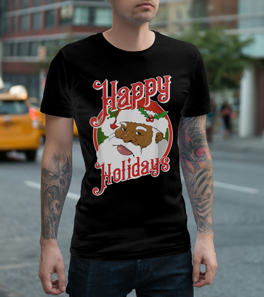 Happy Holidays African American Santa Claus T-Shirt
