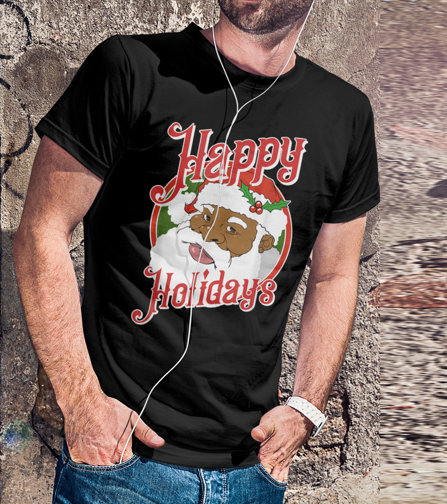 Happy Holidays African American Santa Claus T-Shirt