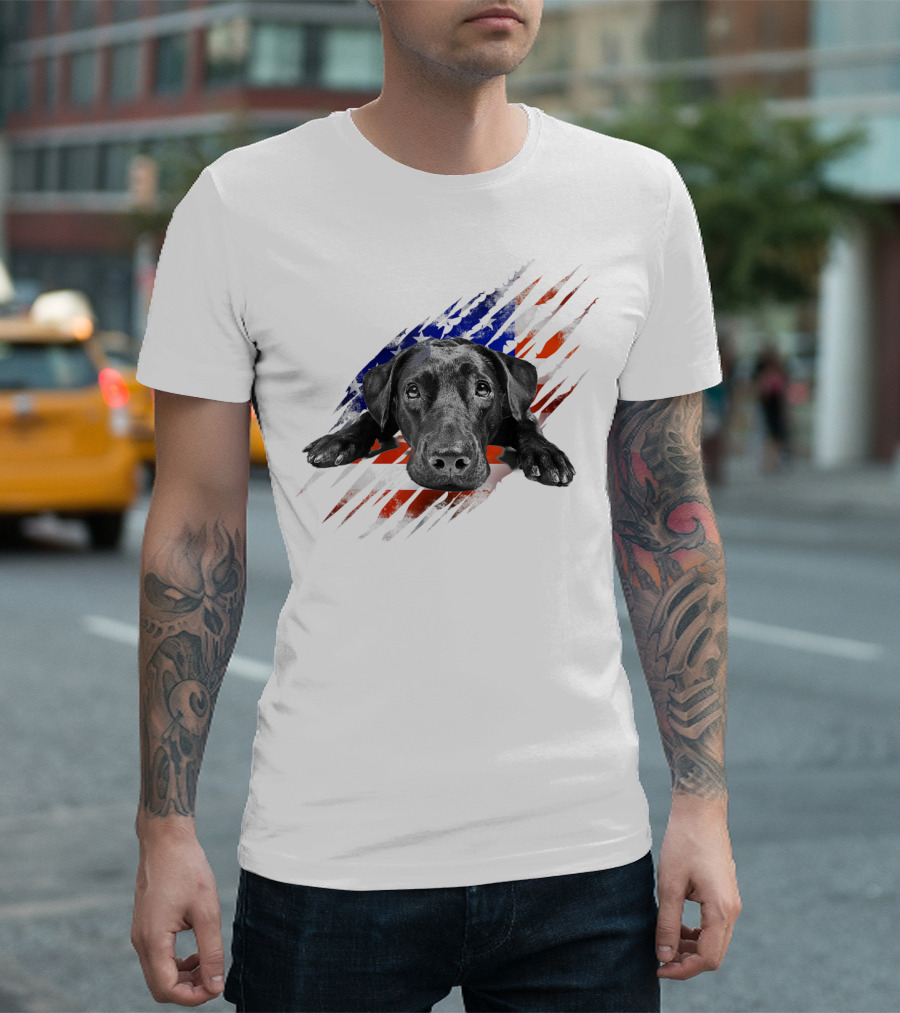 Black Labrador USA Flag Lab Owner Bird Duck Retriever Patriot T-Shirt