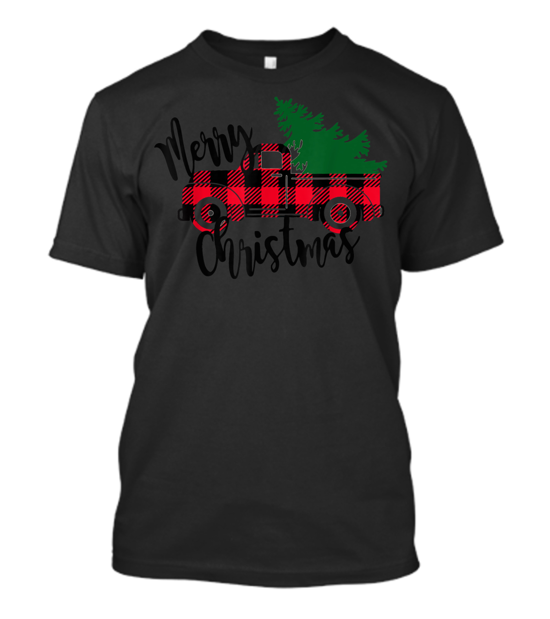 Merry Christmas Buffalo Plaid Red Truck T-Shirt