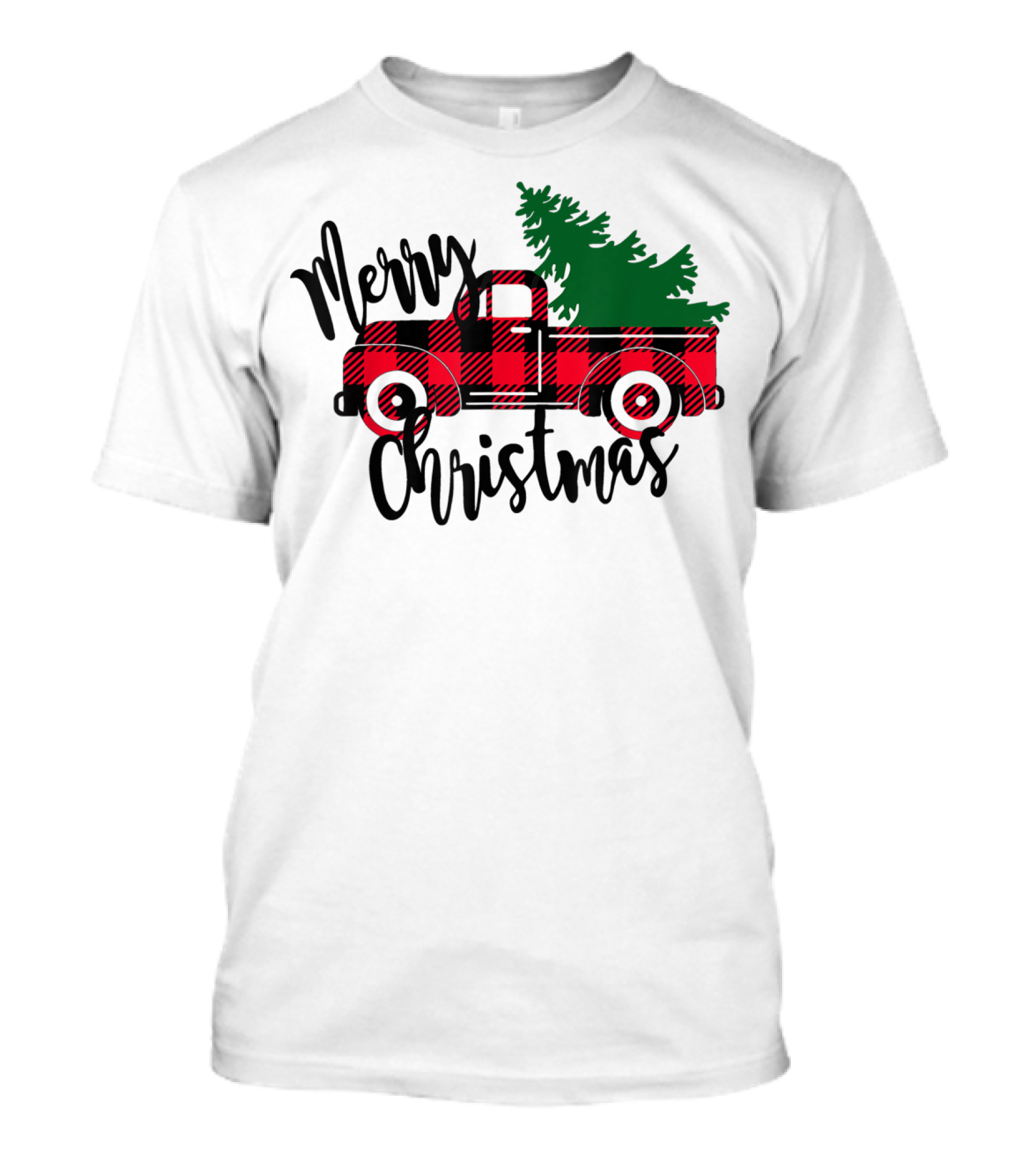 Merry Christmas Buffalo Plaid Red Truck T-Shirt