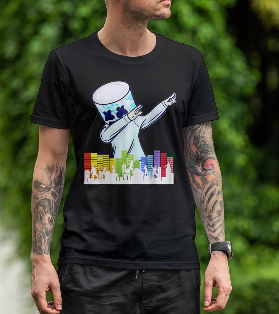 Buy All I Want For Christmas Is Marshmallow With Dancing DJ And Colorful Sound Bars T-Shirt