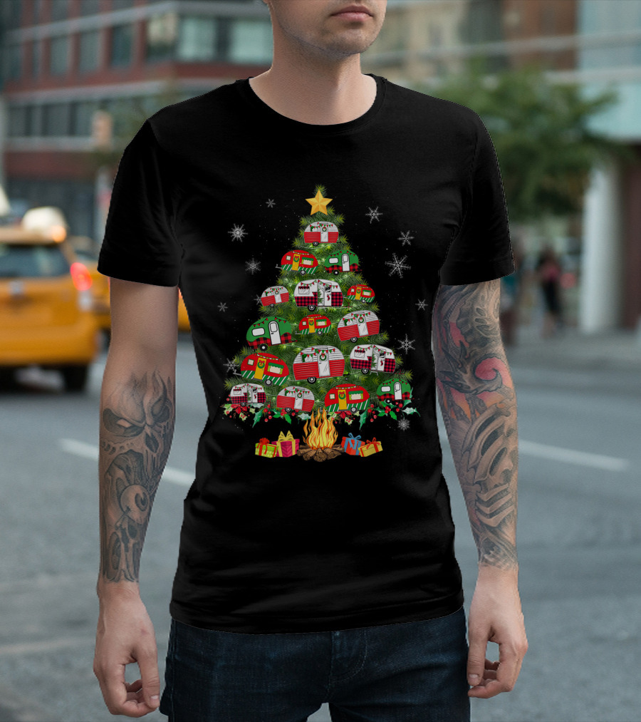 Camper Christmas Tree Vehicles Camping Rving Festive Campers Holiday Decoration T-Shirt