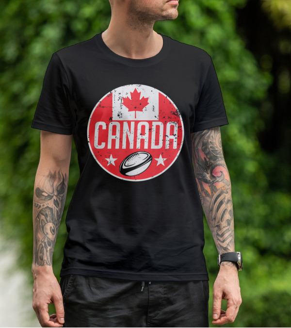 Canada Rugby Flag Supporter Jersey Canadian Maple Leaf Emblem T-Shirt