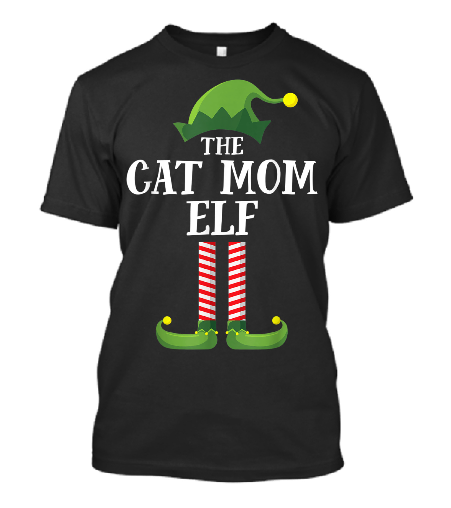 The Cat Mom Elf Matching Family Group Holiday Christmas Hat And Legs T-Shirt
