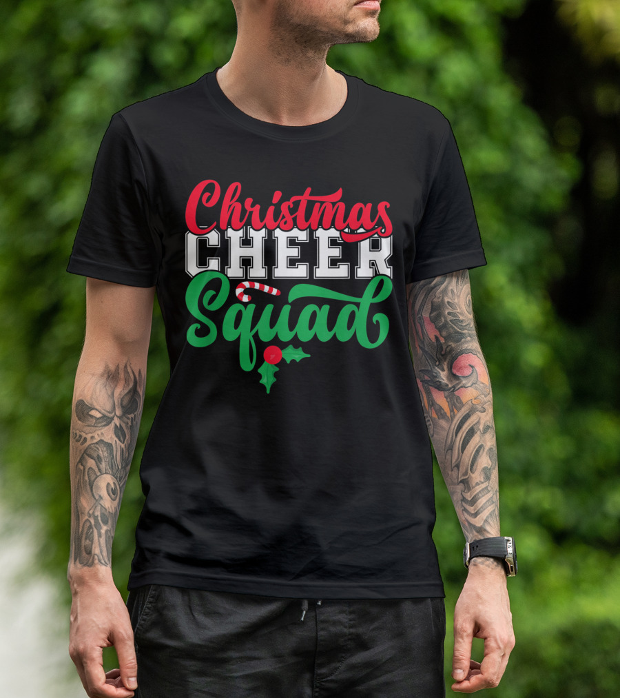 Christmas Cheer Squad Candy Cane Holly Holidays T-Shirt