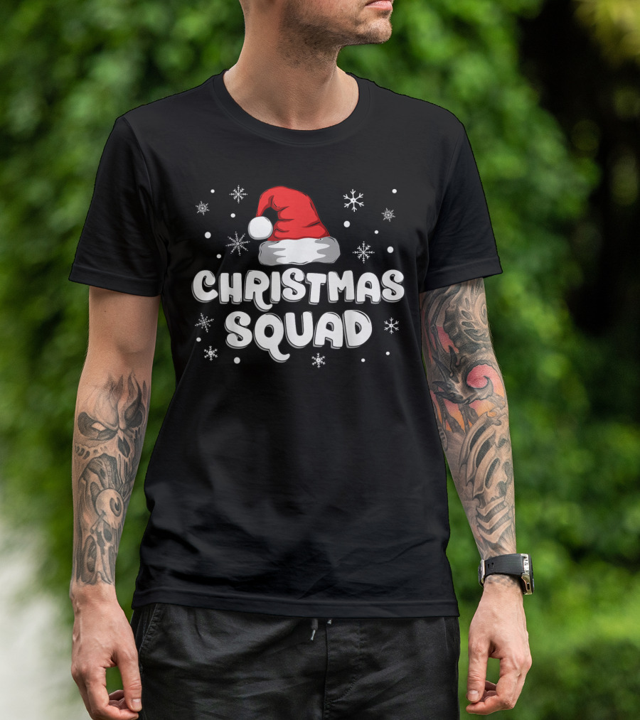 Christmas Squad Santa Hat Snowflakes T-Shirt