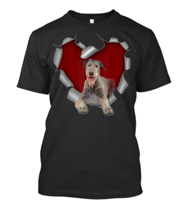 Torn Heart With Irish Wolfhound Dog Image T-Shirt