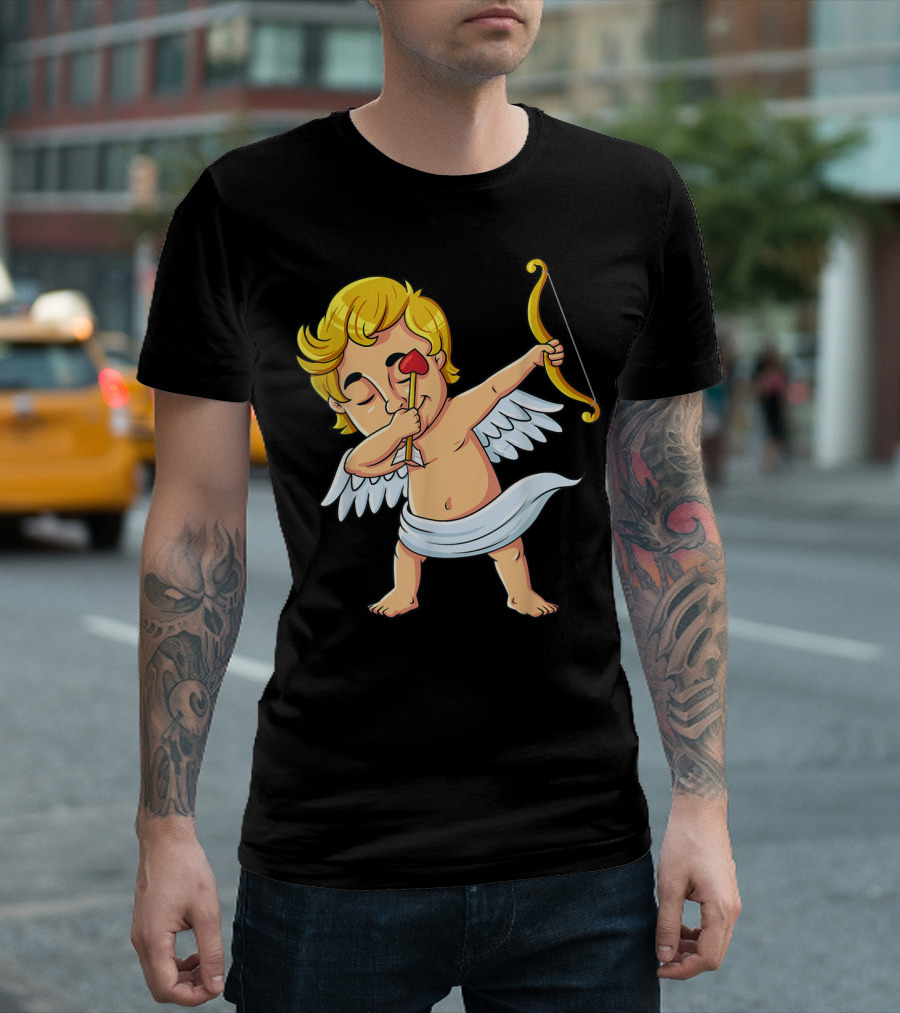 Cupid Dabbing With Heart Arrow Valentine's Day T-Shirt