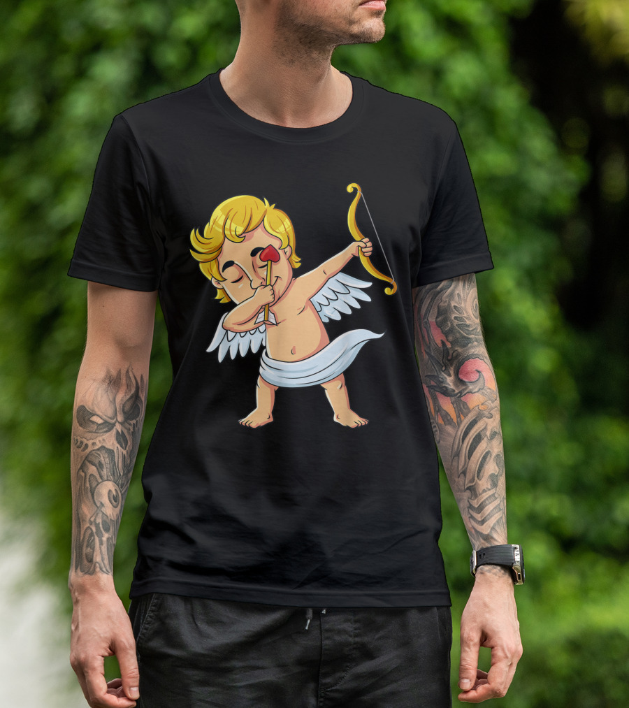 Cupid Dabbing With Heart Arrow Valentine's Day T-Shirt