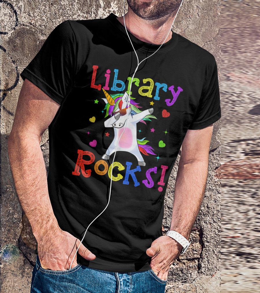 Library Rocks Dabbing Unicorn 1st Day T-Shirt