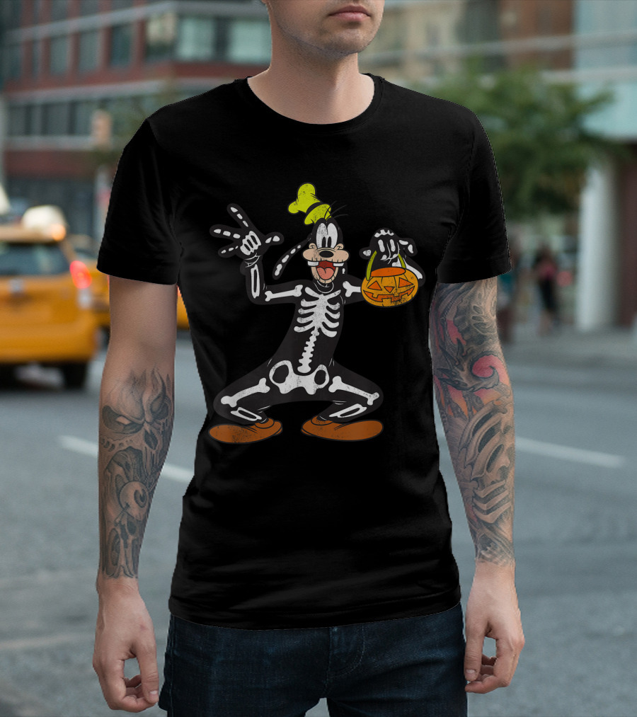 Disney Goofy Halloween Skeleton Jack-O'-Lantern T-Shirt