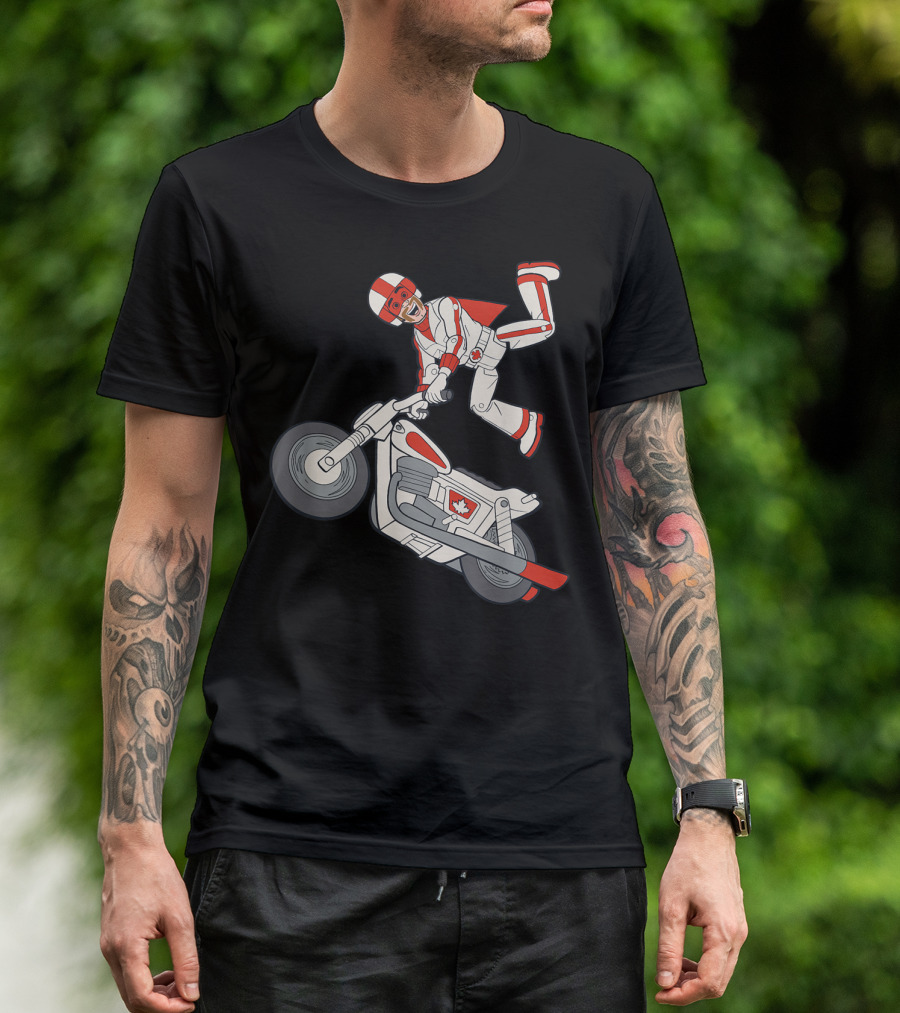 Disney Pixar Toy Story 4 Duke Caboom Canadian Motorcycle Stunt Rider T-Shirt