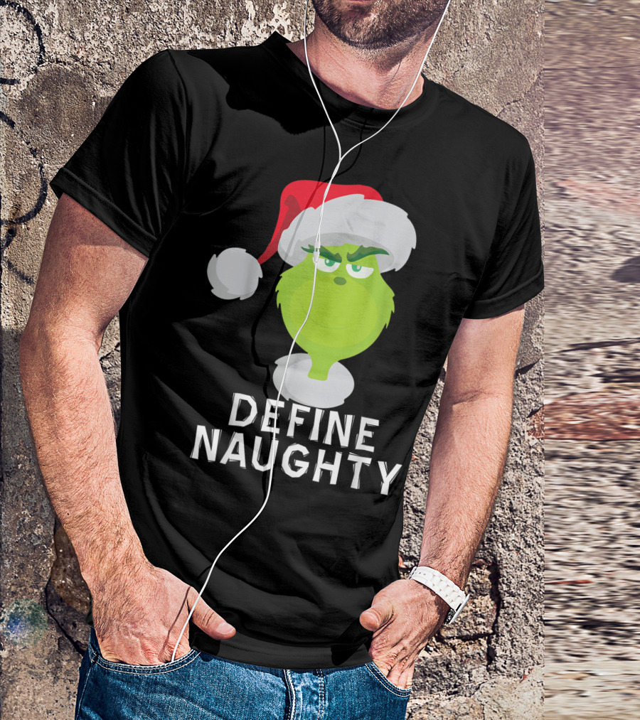 DrSeuss TheGrinch Define Naughty Santa Hat Christmas T-Shirt