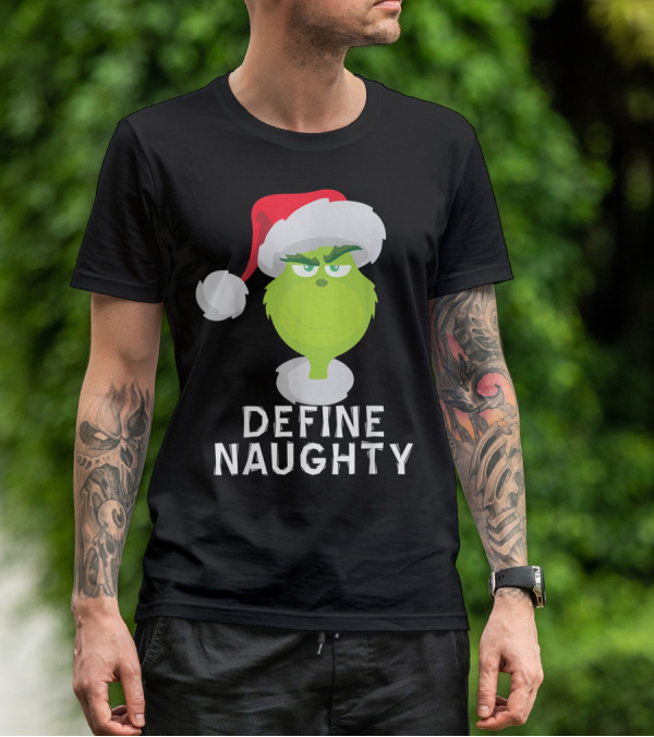 DrSeuss TheGrinch Define Naughty Santa Hat Christmas T-Shirt