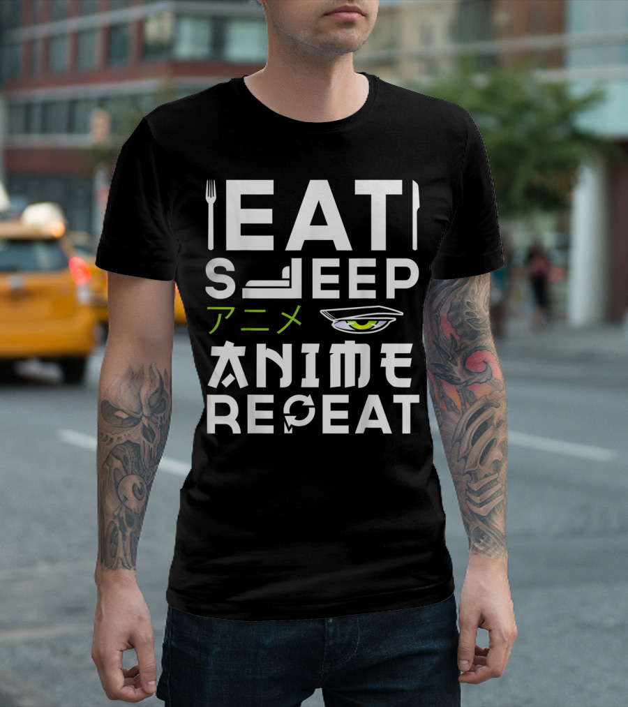 Eat Sleep アニメ Anime Repeat Manga Lover Eye T-Shirt