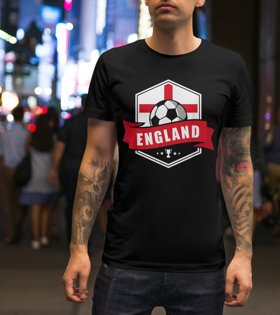 England Soccer Team Flag Ball Trophy Icon England T-Shirt