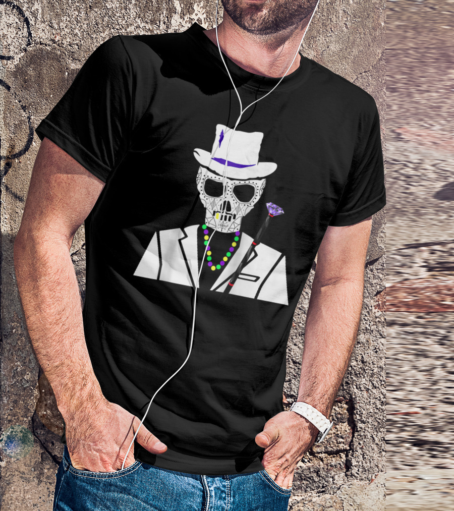 Baron Samedi Voodoo Skeleton With Top Hat And Beads T-Shirt