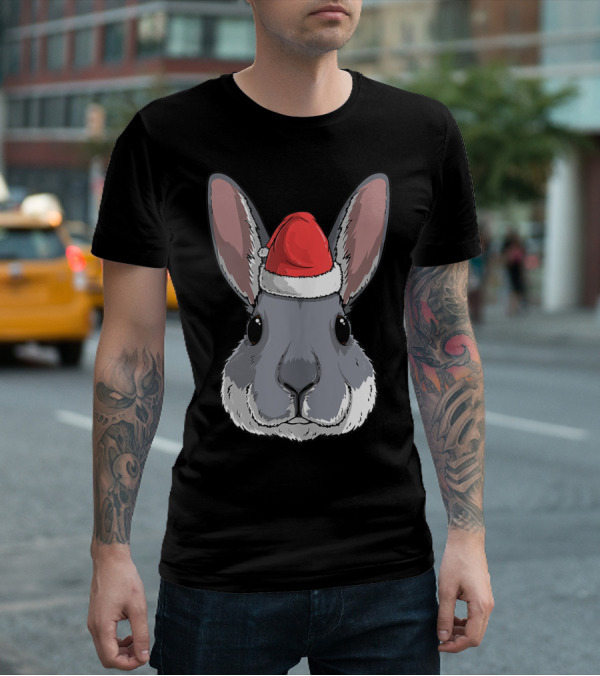 Bunny Rabbit Santa Claus Hat Christmas Xmas Festive Holiday Rabbit T-Shirt