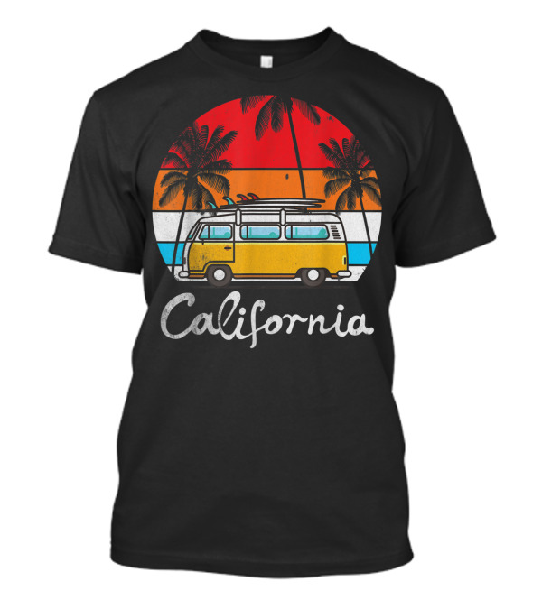 California Surf Van Vintage Sunset Retro T-Shirt